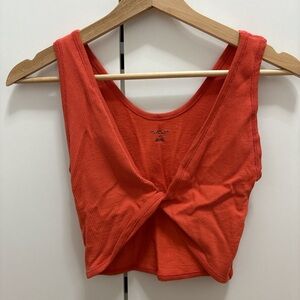 Orange Twist-Front Crop Top